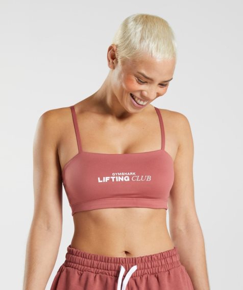 Women's Gymshark Social Club Bandeau Sports Bra Rose | CA 3N1D0A